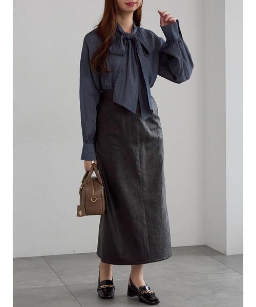 Te chichi（テチチ）の「クラックレザーライクナロースカート（スカート・レディース・ブラウン/ブラック・F）」の15枚目の写真