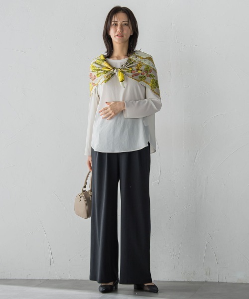 LAUTREAMONT(ロートレアモン)の「【WEB限定】Active Beautyワイドパンツ≪洗濯機で洗える≫(スラックス・レディース・ベージュ/カーキ/ブラック・7号/11号/9号)」の9枚目の写真