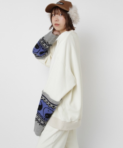 RNA(アールエヌエー)の「M2585 ニットコンビトレーナー(スウェット・レディース・アイボリー/レッド/ブラック・MEDIUM)」の5枚目の写真