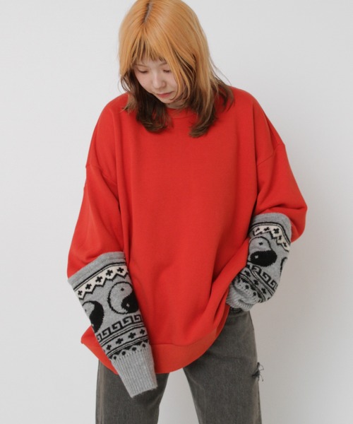 RNA(アールエヌエー)の「M2585 ニットコンビトレーナー(スウェット・レディース・アイボリー/レッド/ブラック・MEDIUM)」の7枚目の写真