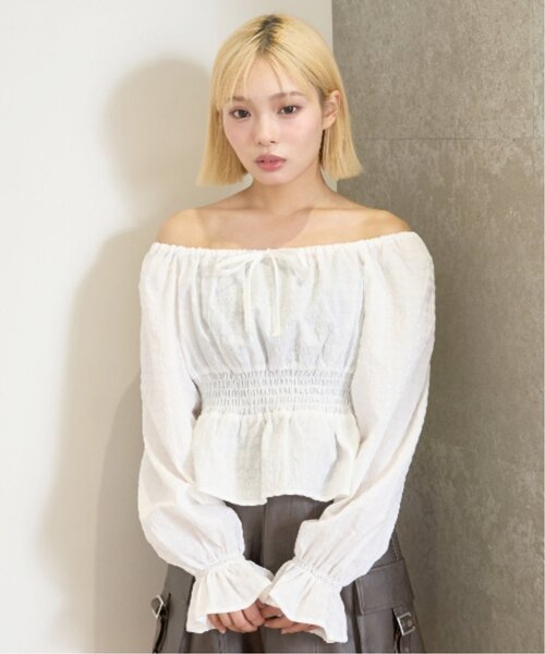 LOVETOXIC（ラブトキシック）の「チェックオフショルブラウス（シャツ/ブラウス・キッズ・ベージュ/ブラック/オフホワイト・M:150cm/S:140cm/L:160cm/130cm）」の4枚目の写真