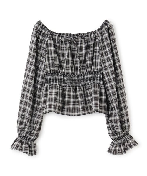 LOVETOXIC（ラブトキシック）の「チェックオフショルブラウス（シャツ/ブラウス・キッズ・ベージュ/ブラック/オフホワイト・M:150cm/S:140cm/L:160cm/130cm）」の9枚目の写真