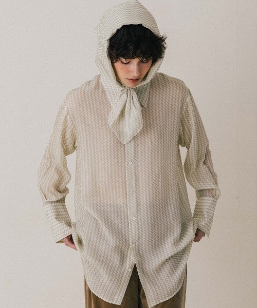 CREDONA(クレドナ)の「GEOMETRIC SHIRT/ジオメトリックシャツ(シャツ/ブラウス・レディース・ブラウン/ベージュ・FREE)」の9枚目の写真