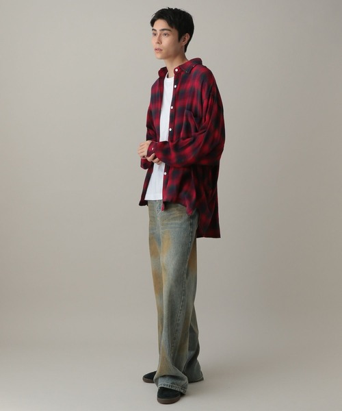 LAND MUSEUM(ランドミュージアム)の「LAND MUSEUM/ダメージオーバーチェックシャツ(シャツ/ブラウス・メンズ・グレー/レッド・LARGE/MEDIUM)」の4枚目の写真