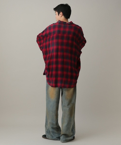 LAND MUSEUM(ランドミュージアム)の「LAND MUSEUM/ダメージオーバーチェックシャツ(シャツ/ブラウス・メンズ・グレー/レッド・LARGE/MEDIUM)」の5枚目の写真