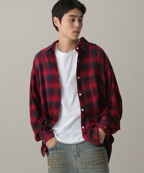 LAND MUSEUM(ランドミュージアム)の「LAND MUSEUM/ダメージオーバーチェックシャツ(シャツ/ブラウス・メンズ・グレー/レッド・LARGE/MEDIUM)」の6枚目の写真