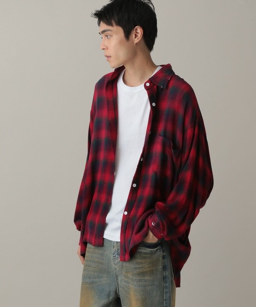 LAND MUSEUM(ランドミュージアム)の「LAND MUSEUM/ダメージオーバーチェックシャツ(シャツ/ブラウス・メンズ・グレー/レッド・LARGE/MEDIUM)」の7枚目の写真