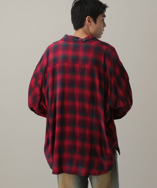 LAND MUSEUM(ランドミュージアム)の「LAND MUSEUM/ダメージオーバーチェックシャツ(シャツ/ブラウス・メンズ・グレー/レッド・LARGE/MEDIUM)」の8枚目の写真
