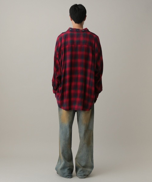 LAND MUSEUM(ランドミュージアム)の「LAND MUSEUM/ダメージオーバーチェックシャツ(シャツ/ブラウス・メンズ・グレー/レッド・LARGE/MEDIUM)」の12枚目の写真
