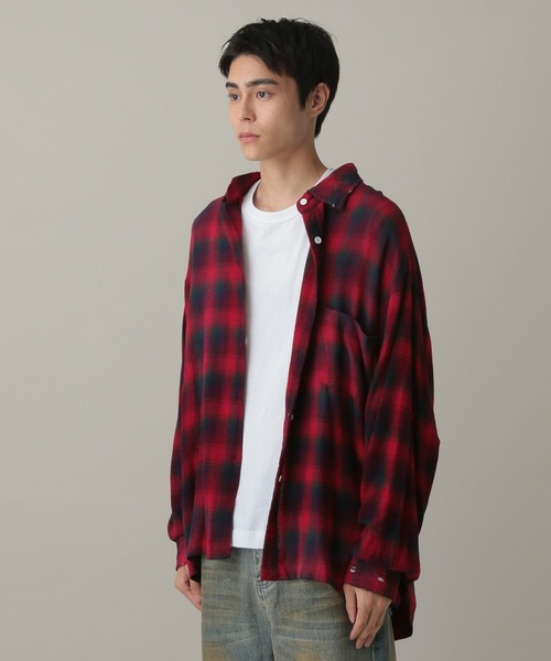 LAND MUSEUM(ランドミュージアム)の「LAND MUSEUM/ダメージオーバーチェックシャツ(シャツ/ブラウス・メンズ・グレー/レッド・LARGE/MEDIUM)」の14枚目の写真