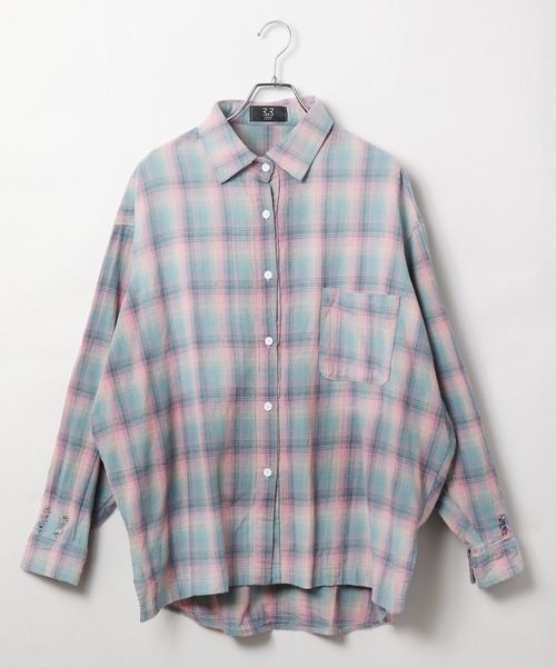 LAND MUSEUM（ランドミュージアム）の「LAND MUSEUM／ダメージオーバーチェックシャツ（シャツ/ブラウス・メンズ・グレー/レッド・LARGE/MEDIUM）」の14枚目の写真