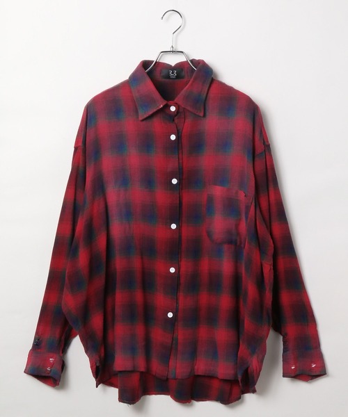 LAND MUSEUM（ランドミュージアム）の「LAND MUSEUM／ダメージオーバーチェックシャツ（シャツ/ブラウス・メンズ・グレー/レッド・LARGE/MEDIUM）」の15枚目の写真