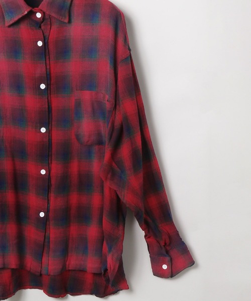 LAND MUSEUM（ランドミュージアム）の「LAND MUSEUM／ダメージオーバーチェックシャツ（シャツ/ブラウス・メンズ・グレー/レッド・LARGE/MEDIUM）」の18枚目の写真
