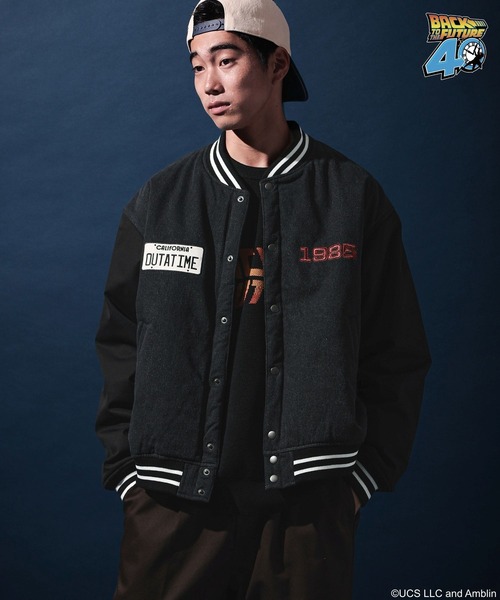 niko and...（ニコアンド）の「【バック・トゥ・ザ・フューチャー】コラボ刺繍スタジャン（スタジャン・メンズ・ブラック/ブルー・MEDIUM/LARGE）」の6枚目の写真