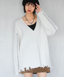 PAGEBOY | ランダムリブダメージVプルオーバー(ニット/セーター)