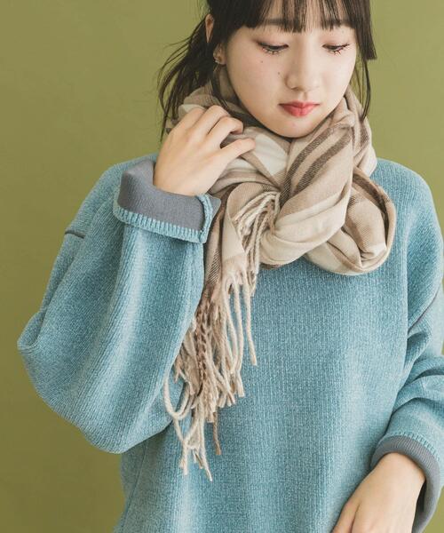 ITEMS URBANRESEARCH（アイテムズ アーバンリサーチ）の「チェックストール（マフラー・レディース・ネイビー/アイボリー/ライトブルー/モカ・-）」の5枚目の写真