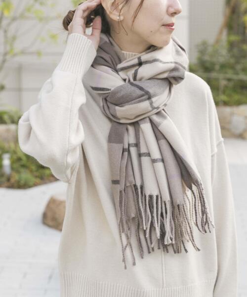 ITEMS URBANRESEARCH（アイテムズ アーバンリサーチ）の「チェックストール（マフラー・レディース・ネイビー/アイボリー/ライトブルー/モカ・-）」の11枚目の写真