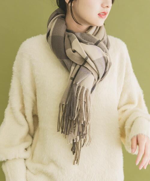 ITEMS URBANRESEARCH（アイテムズ アーバンリサーチ）の「チェックストール（マフラー・レディース・ネイビー/アイボリー/ライトブルー/モカ・-）」の13枚目の写真