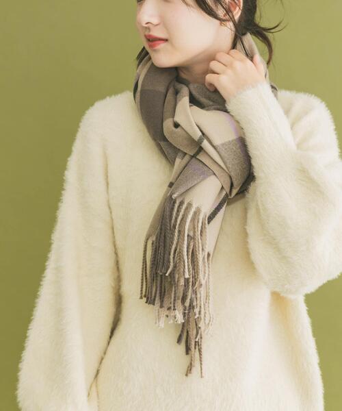 ITEMS URBANRESEARCH（アイテムズ アーバンリサーチ）の「チェックストール（マフラー・レディース・ネイビー/アイボリー/ライトブルー/モカ・-）」の14枚目の写真
