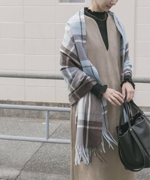 ITEMS URBANRESEARCH（アイテムズ アーバンリサーチ）の「チェックストール（マフラー・レディース・ネイビー/アイボリー/ライトブルー/モカ・-）」の19枚目の写真