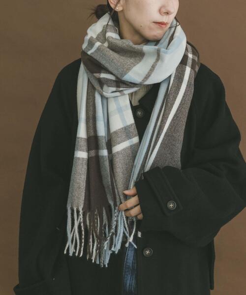 ITEMS URBANRESEARCH（アイテムズ アーバンリサーチ）の「チェックストール（マフラー・レディース・ネイビー/アイボリー/ライトブルー/モカ・-）」の20枚目の写真