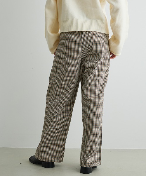Mirette(ミレット)の「ベルトディテールチェックワイドパンツ Belt Detail Check Wide Pants(その他パンツ・レディース・ブラウン・LARGE/MEDIUM/SMALL)」の8枚目の写真