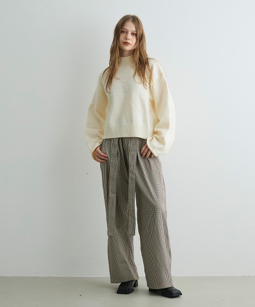 Mirette(ミレット)の「ベルトディテールチェックワイドパンツ Belt Detail Check Wide Pants(その他パンツ・レディース・ブラウン・LARGE/MEDIUM/SMALL)」の14枚目の写真