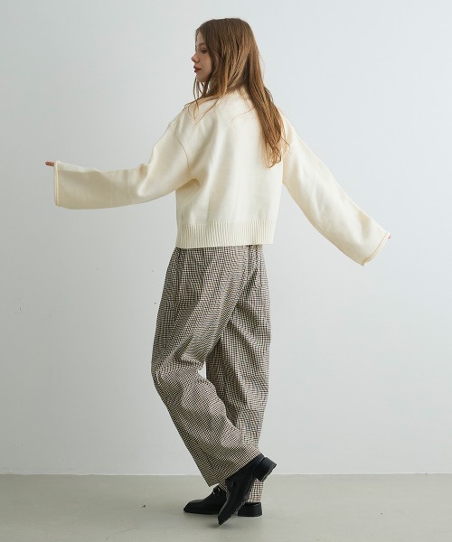 Mirette(ミレット)の「ベルトディテールチェックワイドパンツ Belt Detail Check Wide Pants(その他パンツ・レディース・ブラウン・LARGE/MEDIUM/SMALL)」の16枚目の写真
