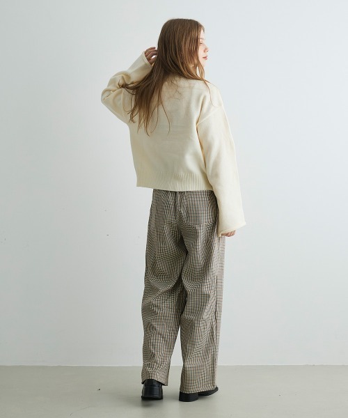 Mirette(ミレット)の「ベルトディテールチェックワイドパンツ Belt Detail Check Wide Pants(その他パンツ・レディース・ブラウン・LARGE/MEDIUM/SMALL)」の17枚目の写真
