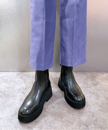 《APOM》本革プラットフォームサイドジップショートブーツ