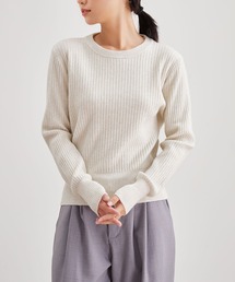 ウールタッチ クルーネック リブ ニット プルオーバー