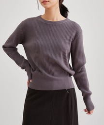 ウールタッチ クルーネック リブ ニット プルオーバー