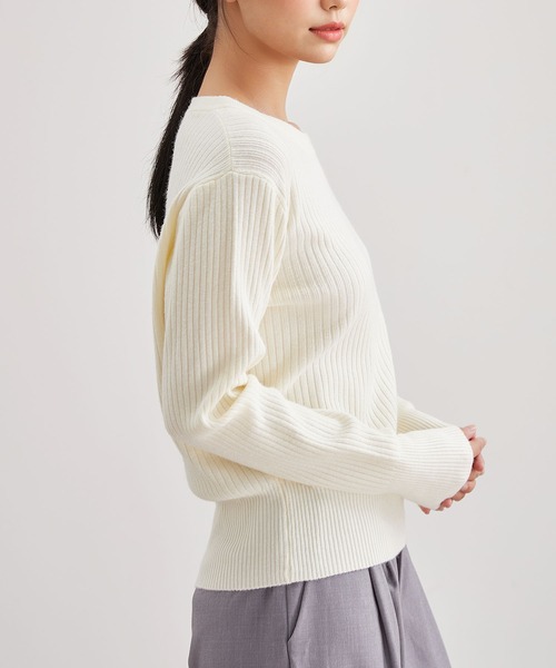 Lace Ladies(レースレディース)の「ウールタッチ クルーネック リブ ニット プルオーバー(ニット/セーター・レディース・アイボリー/ブラック/チャコールグレー/グレー・FREE)」の21枚目の写真