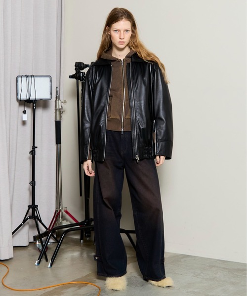 Oversized Real Leather Zip Blouson / オーバーサイズリアルレザー