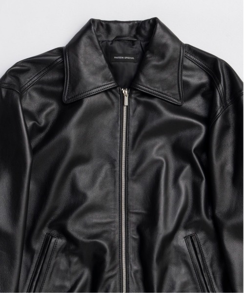 2025WINTER PRE-ORDER】Oversized Real Leather Zip Blouson