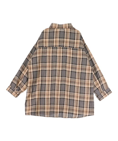 ANAP（アナップ）の「Wポケット オーバーサイズ チェックシャツ（シャツ/ブラウス・レディース・グレー/ブラウン/ネイビー・F）」の10枚目の写真