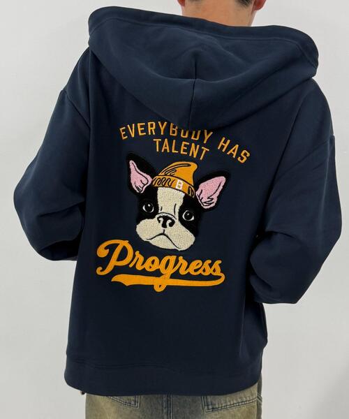 WEGO(ウィゴー)の「WEGO/DOGサガラジップパーカー(パーカー・メンズ・ネイビー/アッシュグレー・LARGE/MEDIUM)」の7枚目の写真