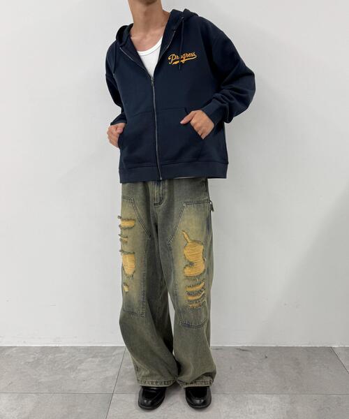 WEGO(ウィゴー)の「WEGO/DOGサガラジップパーカー(パーカー・メンズ・ネイビー/アッシュグレー・LARGE/MEDIUM)」の10枚目の写真