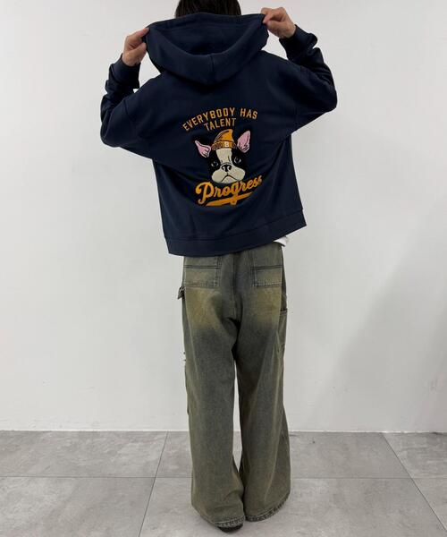WEGO(ウィゴー)の「WEGO/DOGサガラジップパーカー(パーカー・メンズ・ネイビー/アッシュグレー・LARGE/MEDIUM)」の11枚目の写真
