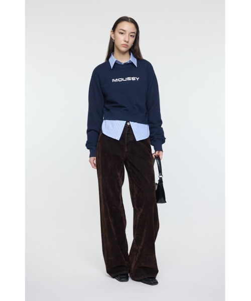 MOUSSY（マウジー）の「【25年AW新作】LITTLE POPS LOGO プルオーバー（スウェット・レディース・ブラック/ネイビー/杢グレー/ライトピンク・FREE）」の7枚目の写真