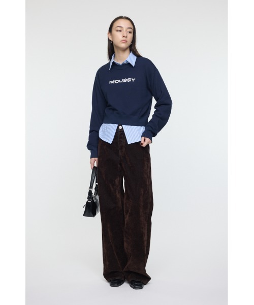 MOUSSY（マウジー）の「【25年AW新作】LITTLE POPS LOGO プルオーバー（スウェット・レディース・ブラック/ネイビー/杢グレー/ライトピンク・FREE）」の8枚目の写真