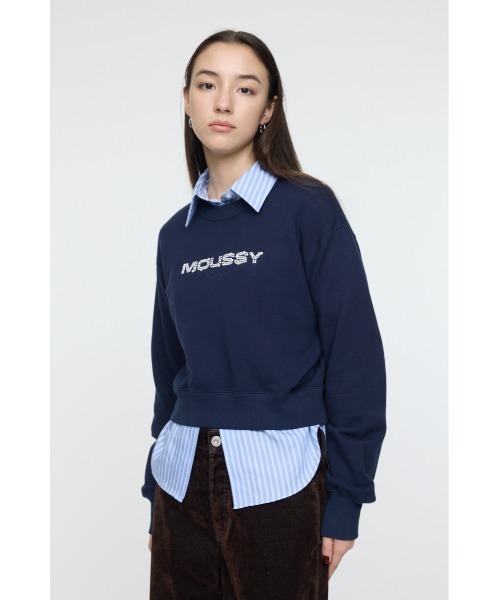 MOUSSY（マウジー）の「【25年AW新作】LITTLE POPS LOGO プルオーバー（スウェット・レディース・ブラック/ネイビー/杢グレー/ライトピンク・FREE）」の9枚目の写真