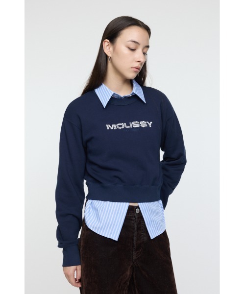 MOUSSY（マウジー）の「【25年AW新作】LITTLE POPS LOGO プルオーバー（スウェット・レディース・ブラック/ネイビー/杢グレー/ライトピンク・FREE）」の10枚目の写真