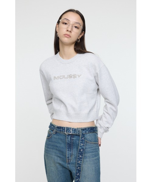 MOUSSY（マウジー）の「【25年AW新作】LITTLE POPS LOGO プルオーバー（スウェット・レディース・ブラック/ネイビー/杢グレー/ライトピンク・FREE）」の14枚目の写真