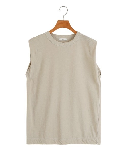 ATON（エイトン）の「ATON / エイトン：【レディース】FRESCA SINGLE JERSEY TANK TOP：KKAGGM0400[DEA]（Tシャツ/カットソー・レディース・ホワイト/ベージュ/ピンク・01）」の2枚目の写真