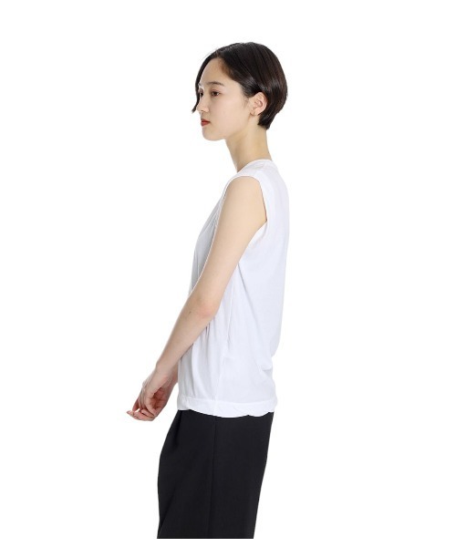 ATON（エイトン）の「ATON / エイトン：【レディース】FRESCA SINGLE JERSEY TANK TOP：KKAGGM0400[DEA]（Tシャツ/カットソー・レディース・ベージュ/ホワイト/ピンク・01）」の8枚目の写真