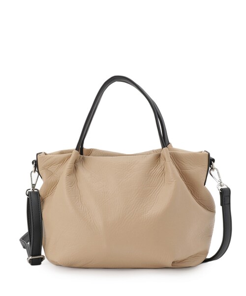 Sunauna(スーナウーナ)の「◆【2WAY/オリジナルプリント裏使用】タックトートバック(トートバッグ・レディース・ブラック/ベージュ・00)」の12枚目の写真