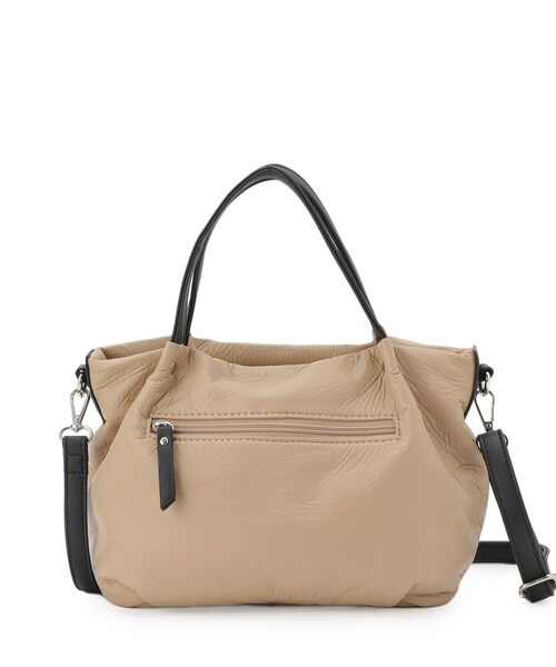 Sunauna(スーナウーナ)の「◆【2WAY/オリジナルプリント裏使用】タックトートバック(トートバッグ・レディース・ブラック/ベージュ・00)」の14枚目の写真