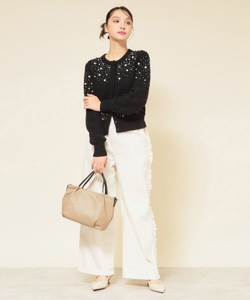 Sunauna(スーナウーナ)の「◆【2WAY/オリジナルプリント裏使用】タックトートバック(トートバッグ・レディース・ブラック/ベージュ・00)」の3枚目の写真