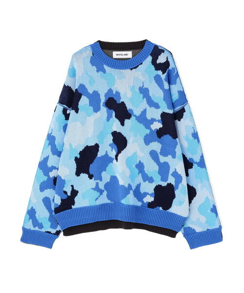 WHITELAND(ホワイトランド)の「WHITELAND/ホワイトランド/CAMO LINKING KNIT(ニット/セーター・レディース・ピンク/ブルー・F)」の2枚目の写真